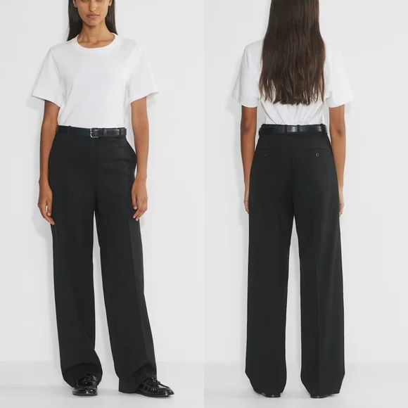 Aritzia Babaton Atelier Agency Pant Trousers City Twill Wide Leg Size 00 Black - Picture 1 of 14